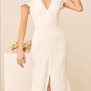 Lulus Whit Lace Flutter Sleeve Maxi Dress